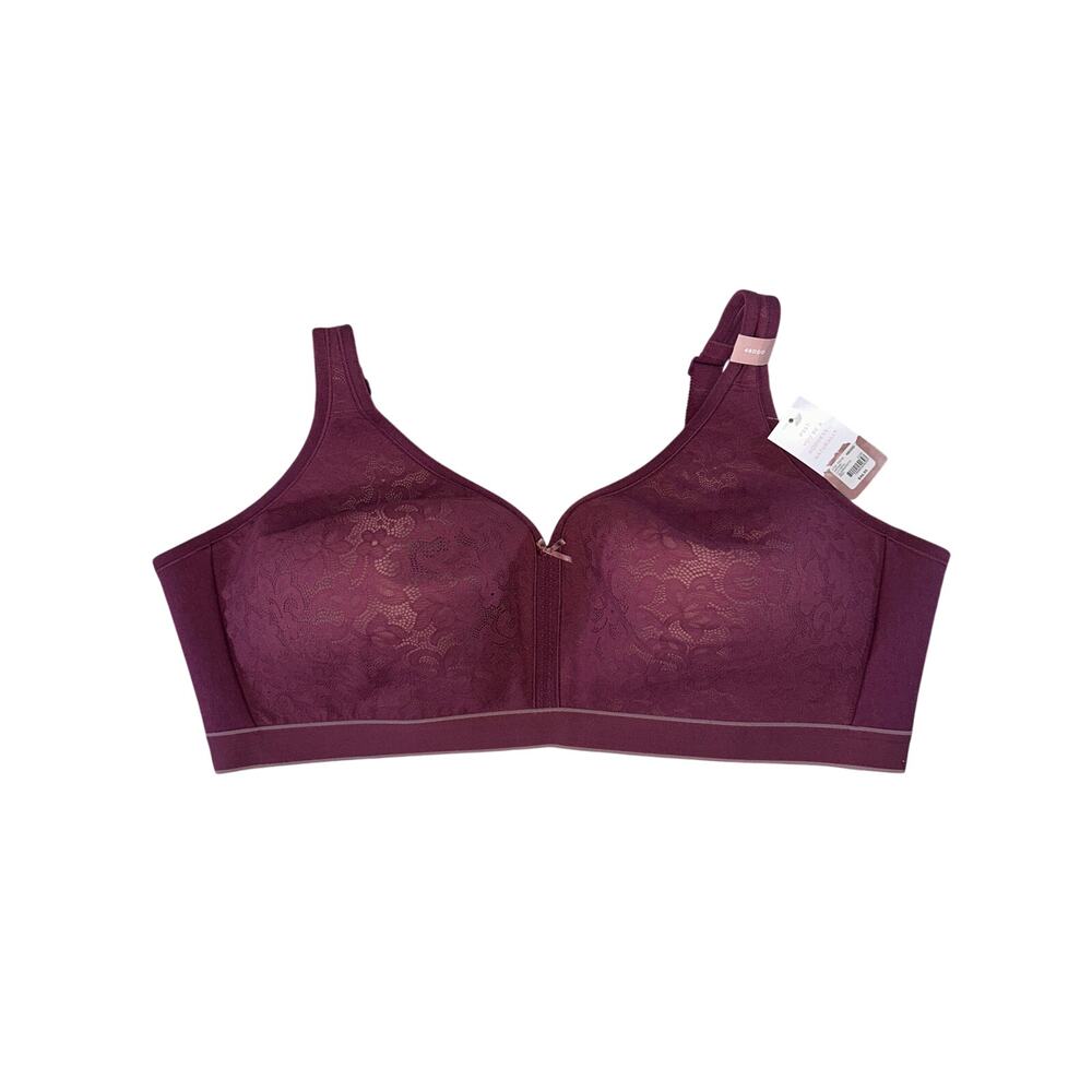 Cacique Lane Bryant No Wire Bra 48DDD Purple Lace Cotton Comfort Plus Size